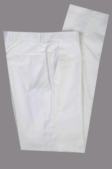 Gentle White Peaked Lapel Slim Fit Wedding Groom Suit_2