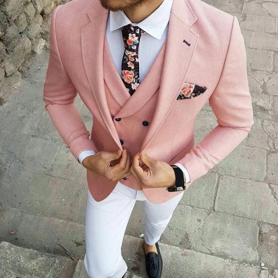 Patricia Pink Slim Fit Notched Lapel Three-Pieces Prom Men Suits_2