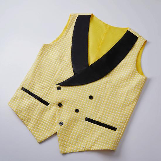 Chic Yellow Dot Shawl Lapel Wedding Groom Suits for Sale_3