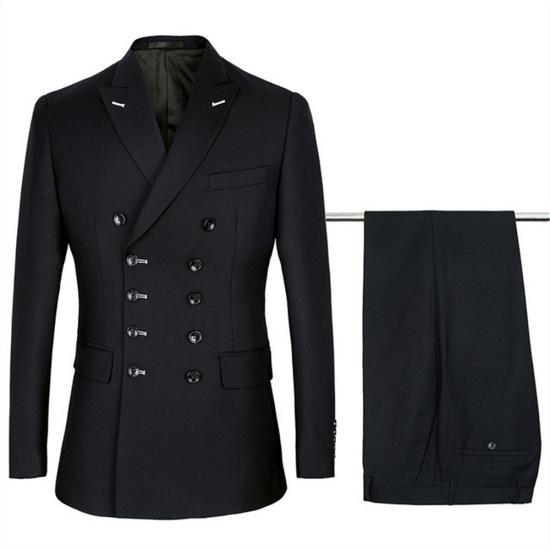 Paxton Special Design Black Slim Fit Double Breasted Business Men Suits_2