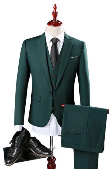 Unique Dark Green  Notch Lapel  Three Pieces Bespoke Men Business Suits | Formal Suite