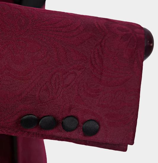 Modern Burgundy Men Suits with 2 Pieces | Bespoke Silk Shawl Lapel Tuxedo_5