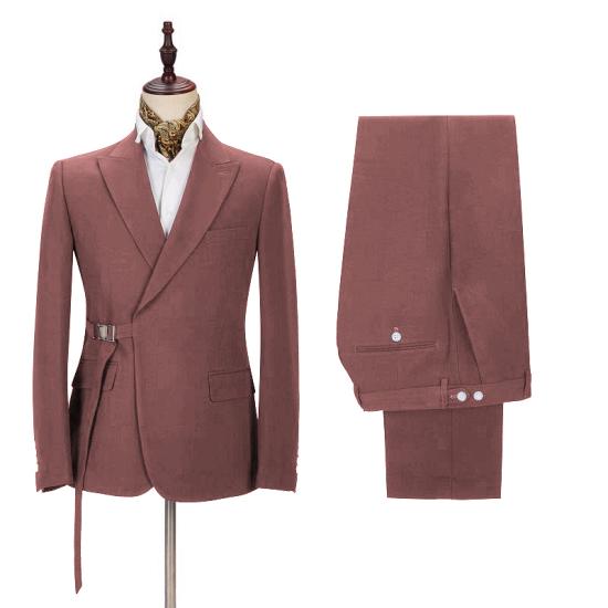 Stylish Peaked Lapel Two Pieces Prom Outfits for Men With Adjustable Buckle_2