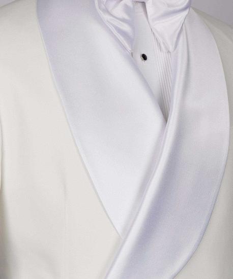 Greyson High Quality Solid Color White Double Breasted Shawl Lapel Men Wedding Suits_4