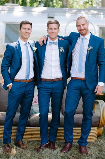 Finnian Elegant Navy Blue Notched Lapel Slim Fit Wedding Suit For Groomsmen_1