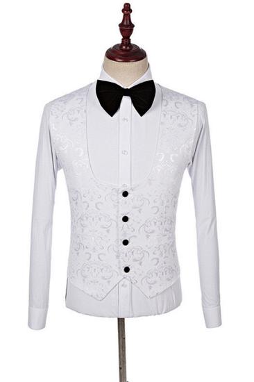 Harper White Fashion Jacquard Shawl Lapel Three Pieces Wedding Suits_3