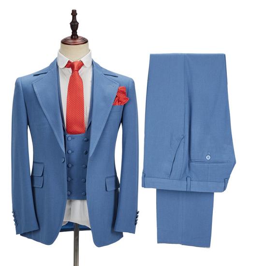 Modern Blue Slim Fit Notched Lapel Three Pieces Men Suits_4