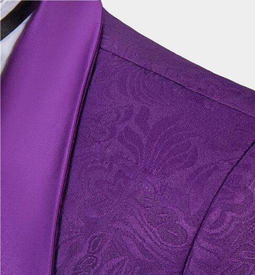 Advanced Jacquare Violet Men Suits | 3 Pieces Prom Suits_4
