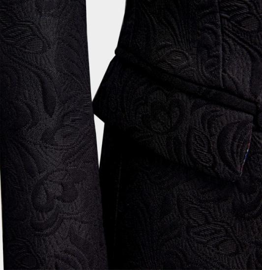 Classical Black Silk Shawl Lapel Men Suits For Business | Formal Three Pieces Jacquard Wedding Suits_5
