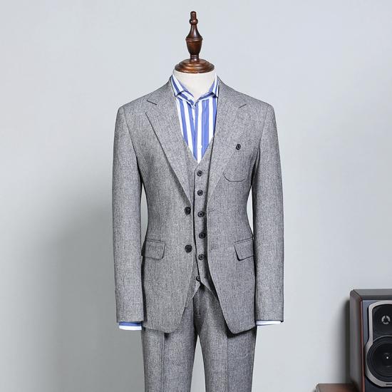 Skuld Modern Formal Gray 2 Flaps Slim Fit Tailored Business Suit_2
