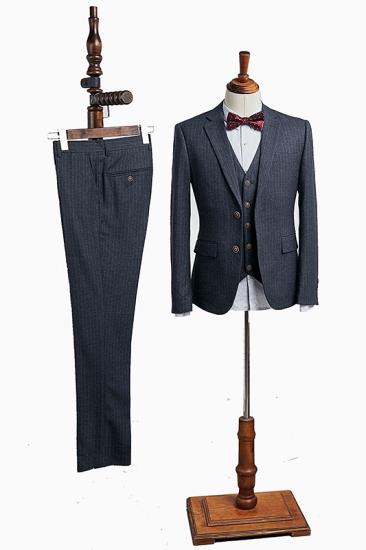 Andrew Popular Dark Gray Striped 3 Pieces Slim Fit Custom Business Suit