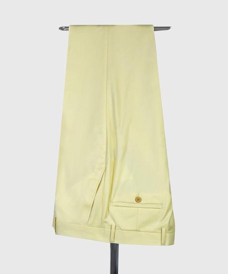 Latest Design Light Yellow Double Breasted Peaked Lapel Men Suits_4