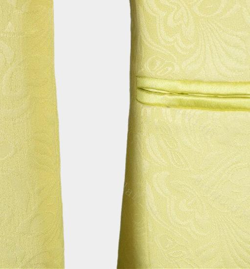 Chic Yellow Jacquard Three Pieces Shawl Lapel Prom Tuxedo_5