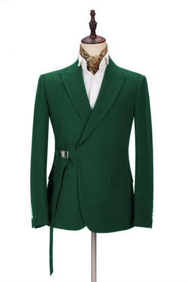 Stylish Green Slim Fit Men Suits With Adjustable Buckle for Prom