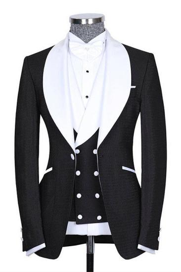 Pelagia Chic Black Shawl Lapel Slim Fit Fashion Wedding Men Suits_1