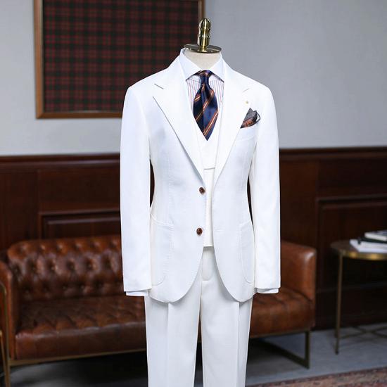 Kaida Classical White 3 Pieces Slim Fit Custom Business Suit_2