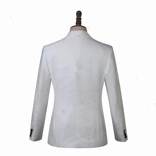 Fashion White Jacquard Knitted Button Wedding Suit | happnessmall_2
