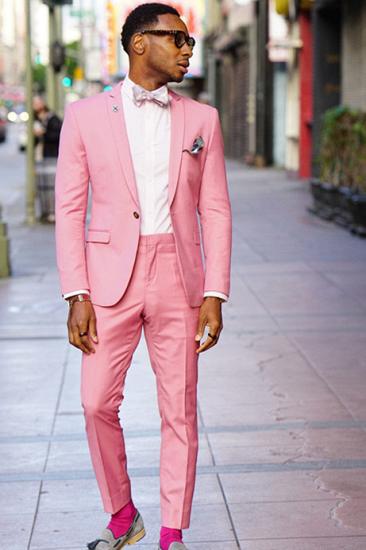 Chic Pink One Button Fashion Slim Fit Men Suits for Prom | happnessmall_2