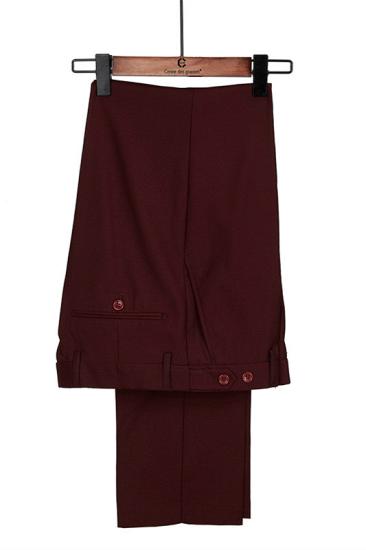 Fashion Burgundy Peaked Lapel One Button Men Suits_4