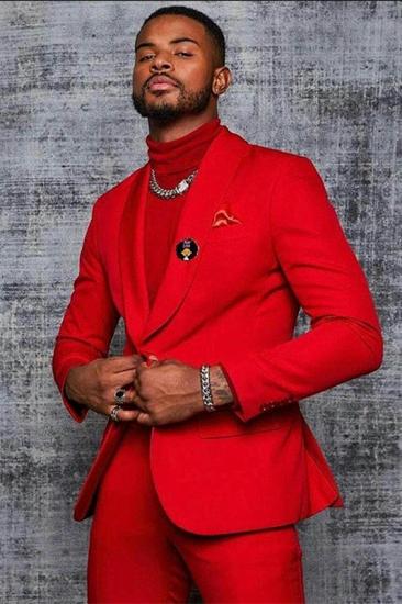Stylish Casual Red One Button Shawl Lapel Men Suits | Happnessmall_1