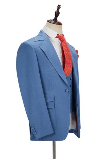 Modern Blue Slim Fit Notched Lapel Three Pieces Men Suits_2