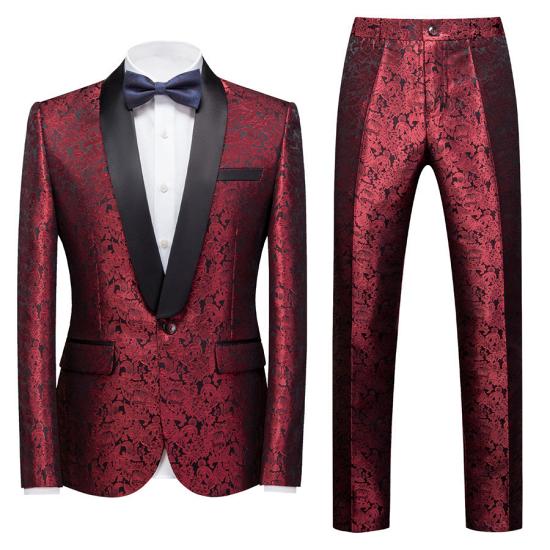 Fashion Slim Fit Jacquard Wedding Men Suits_2