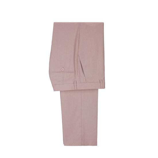 Fashionable double breasted pointed lapel men's suit | Unique pink men's suit_5