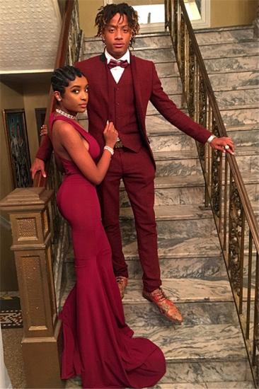 Quinlan Trendy Red Three Pieces Slim Fit Men Suit Online_1