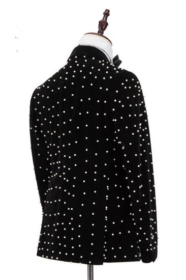 Special Design Black Peaked Lapel Men Suits for Prom | Happnessmall_2