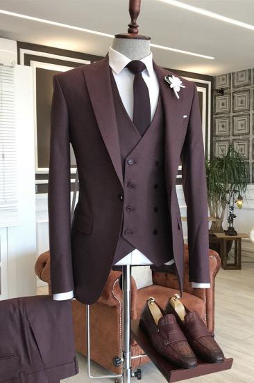 Isabella New Fashion Burgundy One Button 3-Pieces Tailored Men'S Business Suit