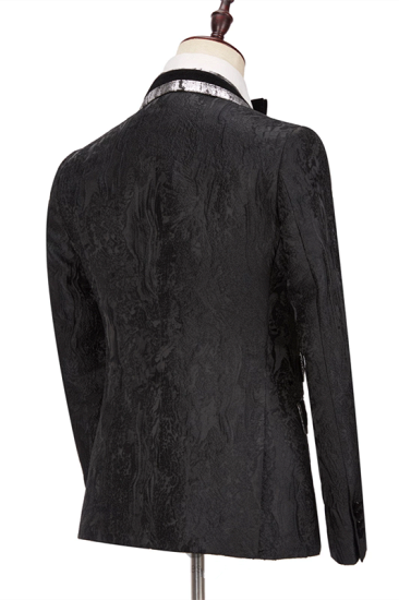 Samuel Special Design Black Peaked Lapel Double Breasted Men Suits Online_2