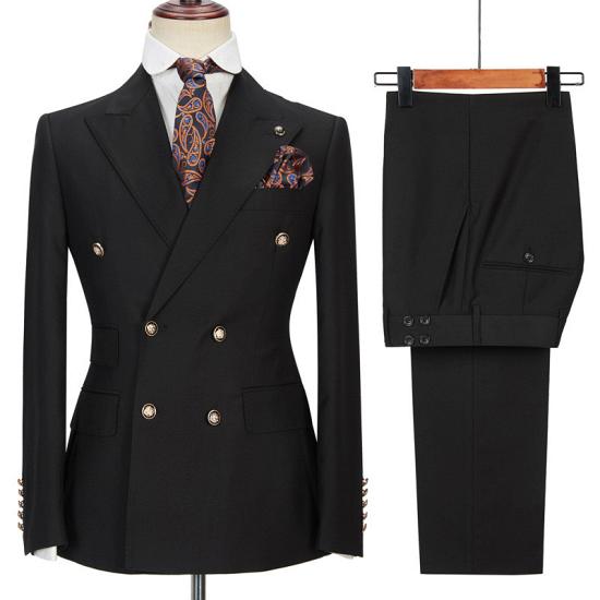 Advanced Black Men Suits Online | Peak Lapel Blazer with Double Breasted_3