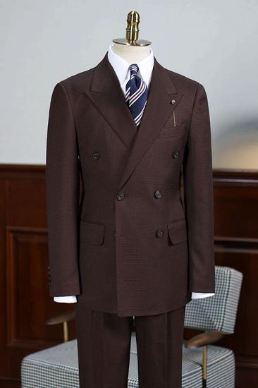 Nadia Classical Coffee Peaked Lapel Double Breasted Business Suit