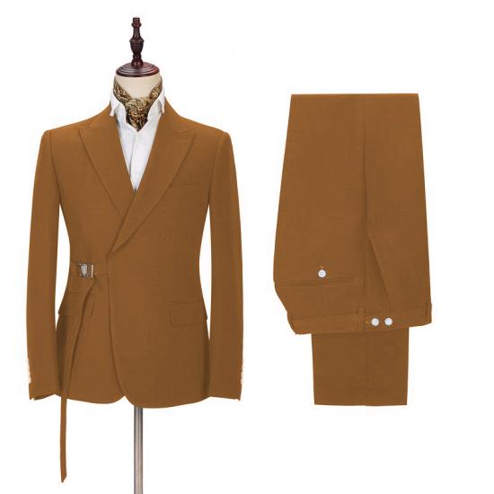 Latest Design Bespoke Slim Fit Two-Piece Peaked Lapel Prom Suits for Men With Adjustable Buckle_2