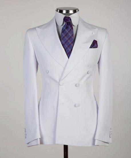 Amelia Elegant White Peaked Lapel Two Pieces Close Fitting Wedding Suits_4