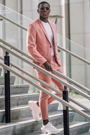 Eleni Pink Notched Lapel One Button Two Piece Men's Suits_2