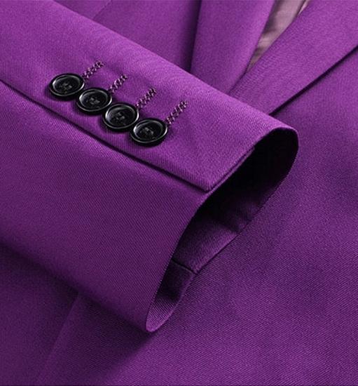 Chic Purple Men Suits For Prom | Three Pieces Tuxedo with Notched Lapel_5