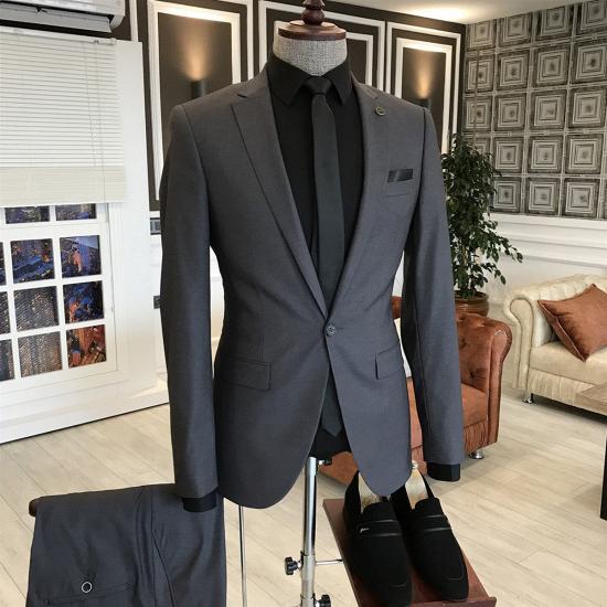 Legend Gentle Black Notched Lapel One Button Slim Fit Suits For Men Business_2