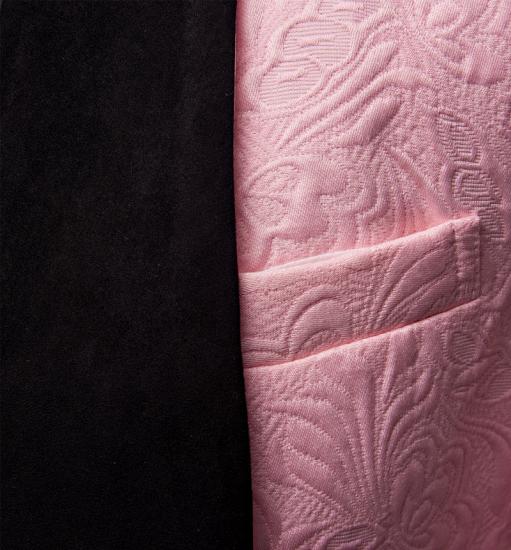Gorgeous Pink Jacquard Prom Suits | Three Pieces Men Suits with Black Lapel_3