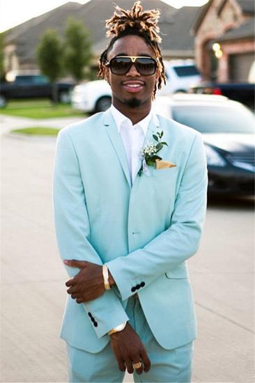 Mint Green Slim Fit Men's Two Piece Set with Notched Lapel Prom Suits_2