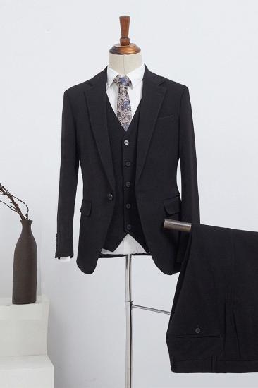 Delilah New Arrival Fashion All Black 3 Pieces Slim Fit Custom Business Suit For Men_1