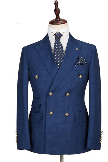 Classical Dark Blue Peaked Lapel Double Breasted Formal Men Suits