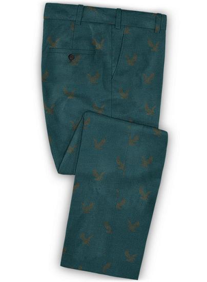 New Arrival Printed Dark Green Prom Suits For Men Online | Happnessmall_3