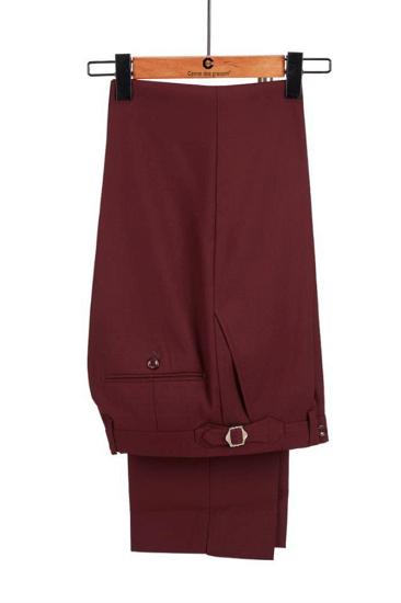 Unique Burgundy and Black Double Breasted Peaked Lapel Men Suits for Prom_3