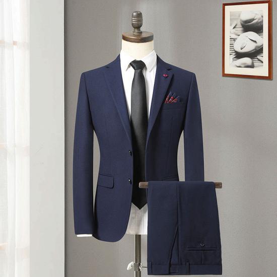 Popular Navy Blue Notched Lapel Best Fitted Men Suits_3