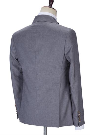 Advanced Gray Double Breasted Chic Slim Fit Men Suits for Business | happnessmall_2