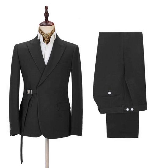 Fashion Men's Formal Suit  | Peak Lapel Buckle Button Suit for Men With Adjustable Buckle_2