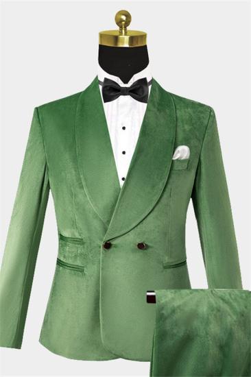 Jaxon Newest Green Velvet Three Pieces Tuxedo | Double Breasted Men Suits_1