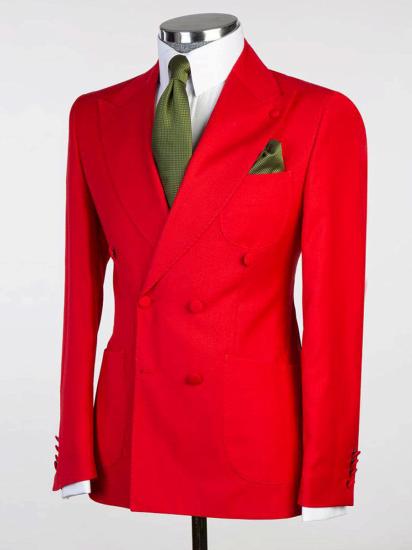 Red 2ps Slim Fit Peaked Lapel Men Suits | Happnessmall_2