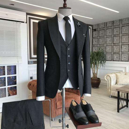 Legend Gentle Black Velvet With Button Formal Business Slim fit Men Suits_2